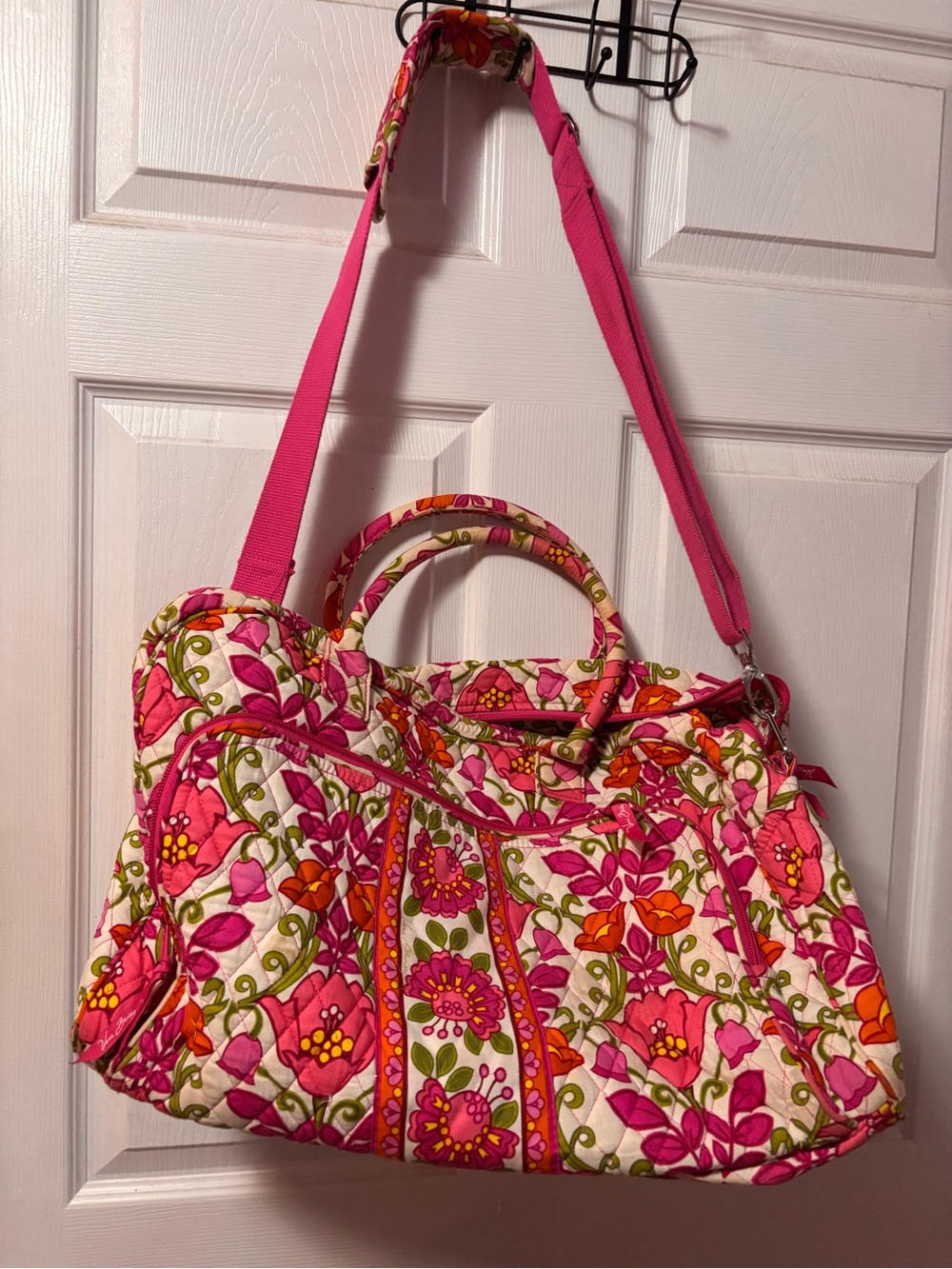 Vera Bradley Pink Floral Quilted Tote with Adjustable Strap